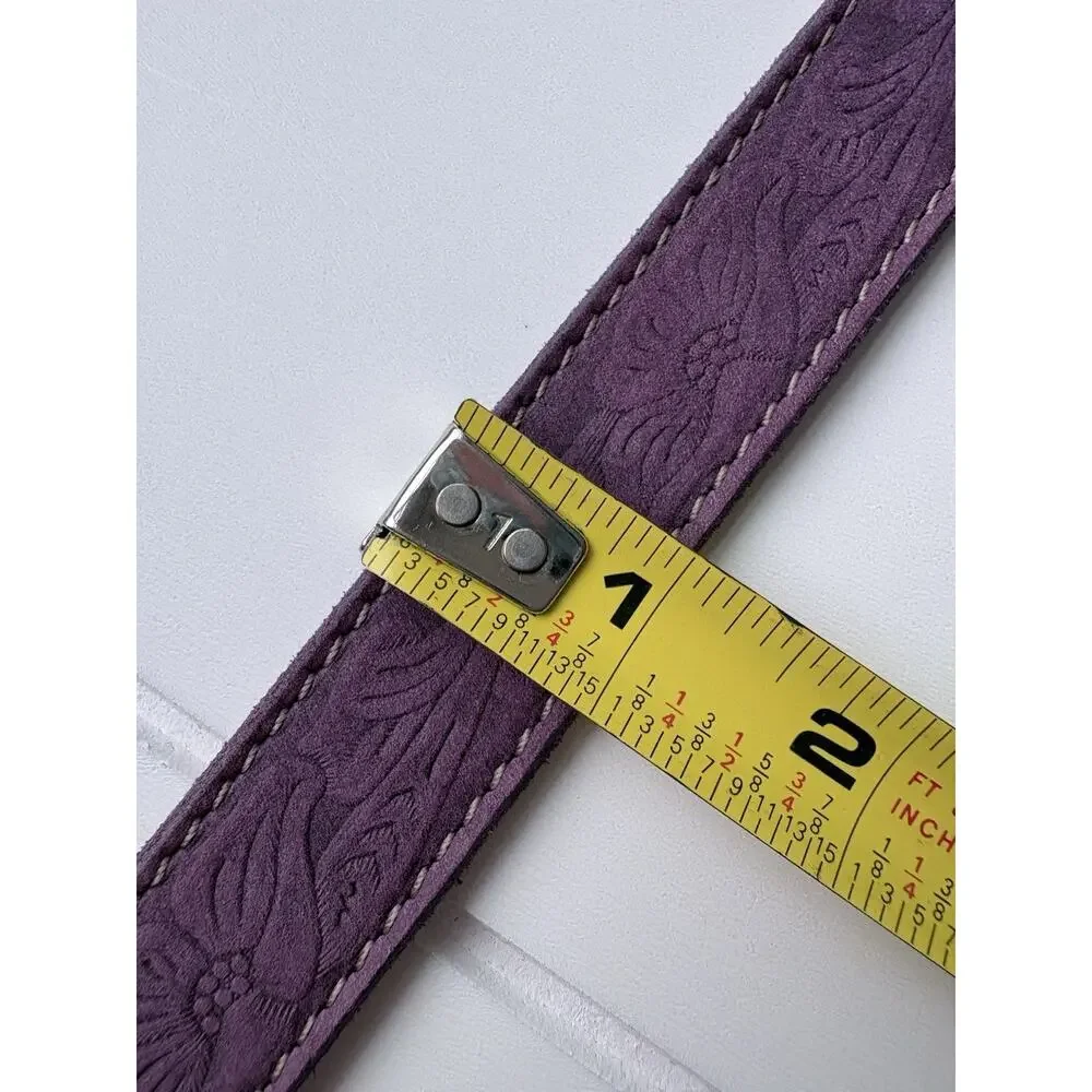 Gap Kids Purple Embossed Floral Genuine Leather Belt Western Boho Size M